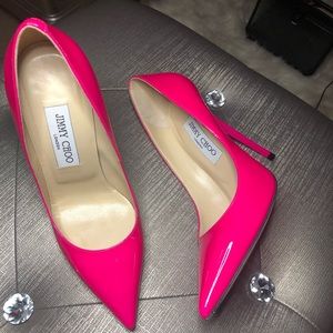 Jimmy Choo Anouk Hot Pink Patent Heels